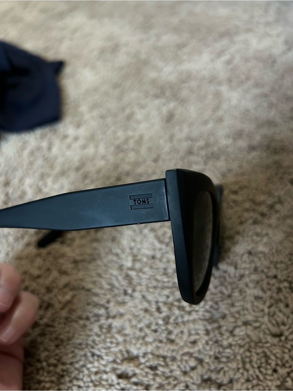 TOMS Matte Black Square Sunglasses with Subtle Logo